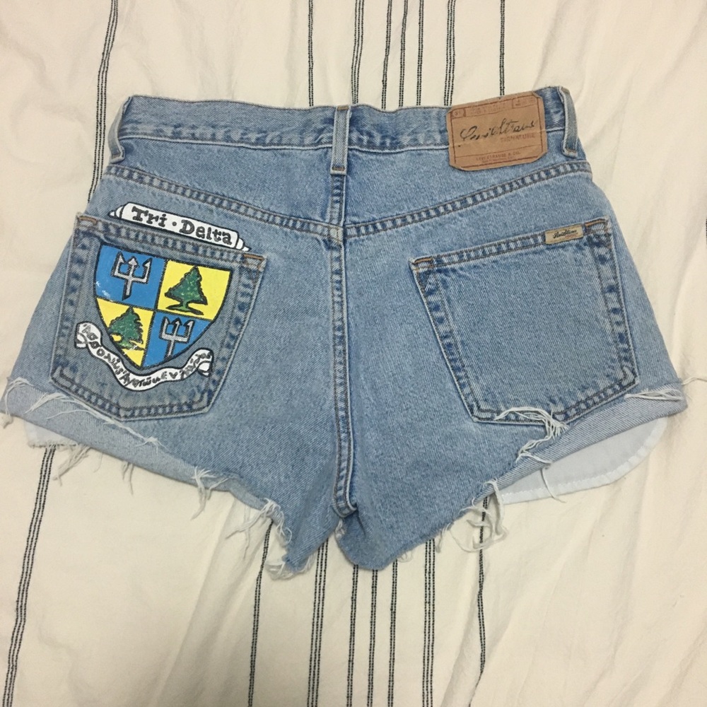 CUSTOM SORORITY HIGH WAIST DENIM SHORTS